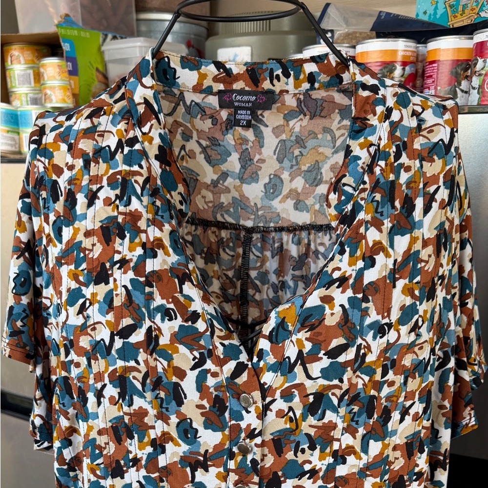 Men's Casual Short-Sleeve Shirt in White Multi Print
